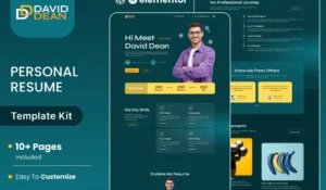 DavidDean – Personal Portfolio & Resume Elementor Template Kit
