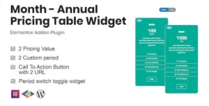 Month  – Annual Pricing Table Widget For Elementor